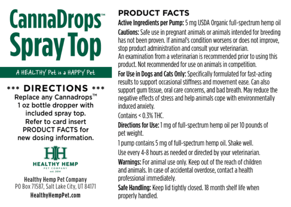 Healthy Hemp Pet CannaDrops Spray Top - Image 2